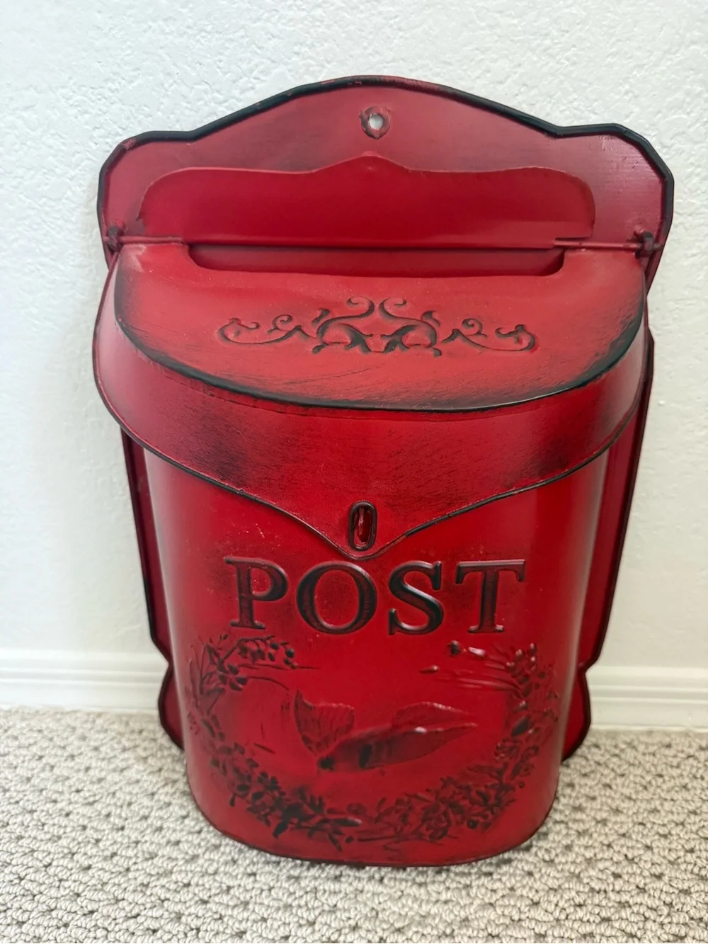 Red Vintage-Style Wall Mailbox - 